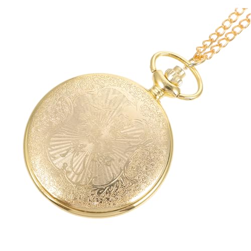 Healvian Antike Goldene Taschenuhr mit Vintage Zugmuster Langlebige Metall und Kunststoffkonstruktion Kreative Geschenkidee Praktische und Stilvolle Anhängeruhr für Herren und Damen von Healvian