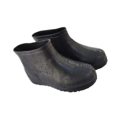 Healvian Antirutsch Regenstiefel Herren EVA Niedrigschaft Säurebeständig Dicke Sohle Robust Für Arbeit Outdoor Schwarz von Healvian
