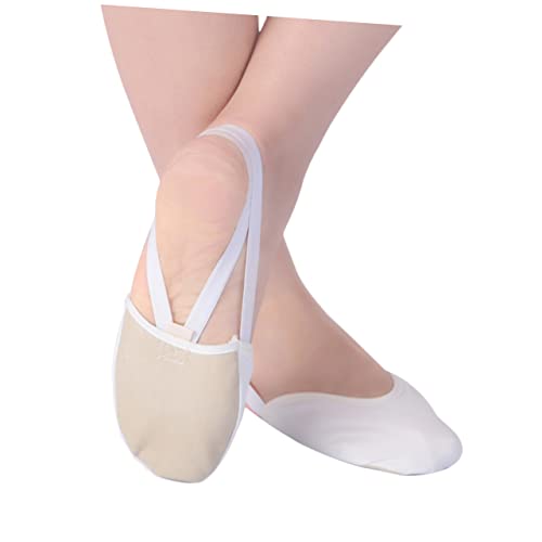 Healvian Antirutsch Tanzsocken Damen und Mädchen Atmungsaktive Baumwollsocken mit Elastischem Knöchelband Halbe Sohle für Ballett Yoga Bauchtanz und Weiß von Healvian