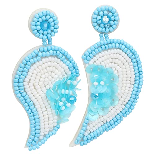 Healvian Asymmetrische Herz Ohrringe Damen Handgefertigt mit Perlen Blumendesign Leichte Dangle Ohrhänger für Strand Festival Party und Alltag Modisches Schmuckgeschenk von Healvian