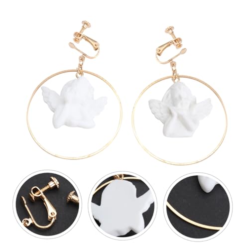 Healvian Asymmetrische Ohrringe Damen Ohrhänger Kreatives Design Cupid Ohrhaken Weiß Elegant Modeschmuck Alltag und Party von Healvian