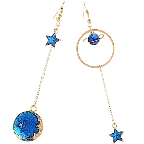 Healvian Asymmetrische Stern Mond Ohrringe Damen Langlebige Legierung Baumelnde Ohrstecker Vielseitig für Alltag Party zu Valentinstag und Geburtstag Geeignet von Healvian