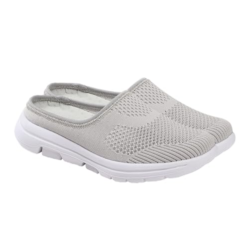 Healvian Atmungsaktive Damen Half Slippers Sommer Mesh Schuhe Leichte Flexible Hausschuhe mit Rutschfester Sohle Modische Bequeme Netzpantoletten für Alltag und Reisen von Healvian