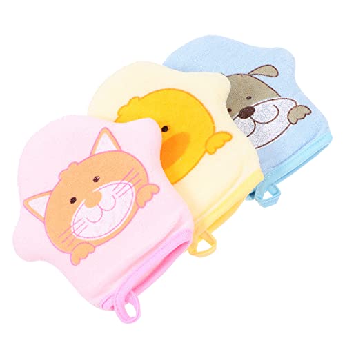 Healvian 3stücke Junge Mädchen Badehandschuhe Duschhandschuhe Körperpeelinghandschuhe Für Shower Scrubber Bad Schrubben Handschuhe Für Zarte Empfindliche Haut von Healvian