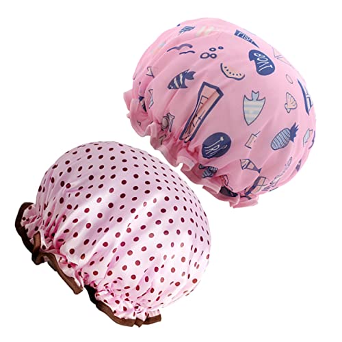 Healvian Badehut 2er Set Badekappen Damen Duschhauben Dusche Sc Einzigartiger Bedruckter Stil von Healvian
