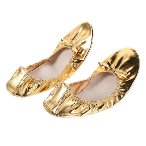 Healvian Ballettschuhe für Damen mit Weicher Stoßabsorbierender Sohle Goldene Leichte Tanzschläppchen für Ballett Bauchtanz und Yoga Professionelle Flexible Split Sole Slipper von Healvian