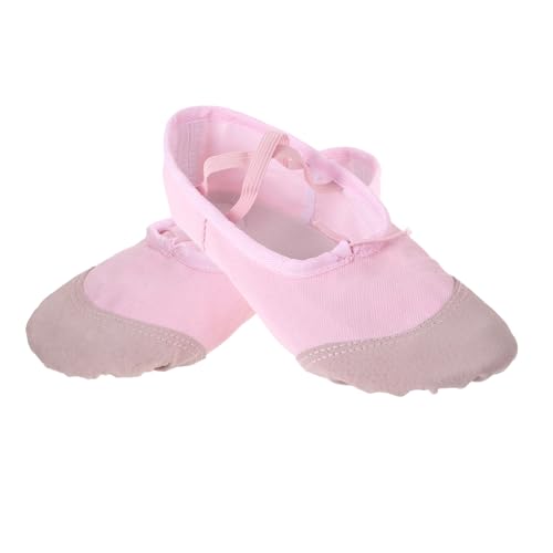 Healvian Ballettschuhe mit Geteilten Ledersohlen und Katzenpfoten Design Weiche Rosa Ballettslipper für Mädchen Flexible Tanzschuhe für Balletttraining und Aufführungen Bequeme von Healvian