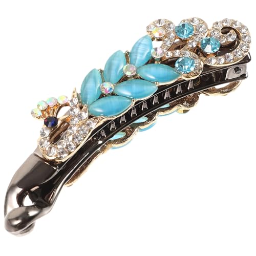 Healvian Bananenclip mit Strass und Katzenaugensteinen Glänzende Haarklammer aus Legierung Französische Haarspange für Frauen Robust und Modisch für Alltag und Besondere Anlässe von Healvian