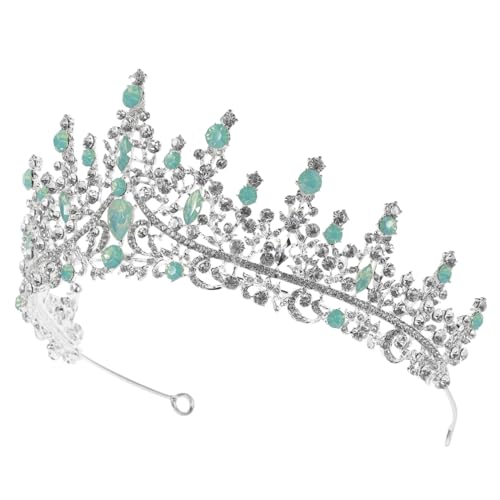 Healvian Barock Brautkrone mit Funkelnden Strasssteinen Diadem für Hochzeiten Königliches Haarschmuck Stirnband für Damen Langlebiges Design mit Grünem Strahlender Kopfschmuck von Healvian