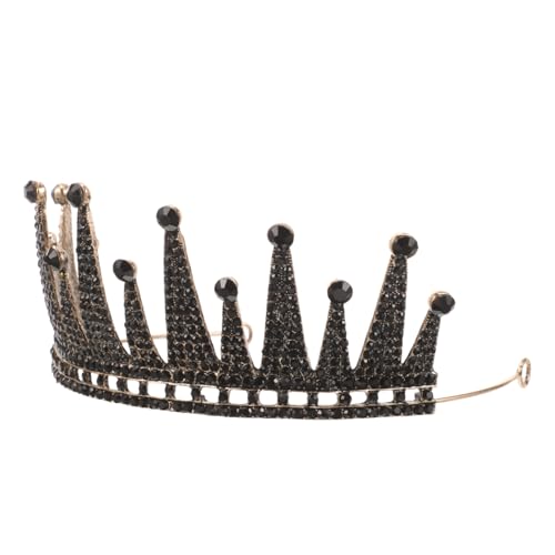 Healvian Barock Schwarze Strass Krone Braut Tiara Hochzeit Haarschmuck Alloy Elegant Für Braut Halloween Party von Healvian