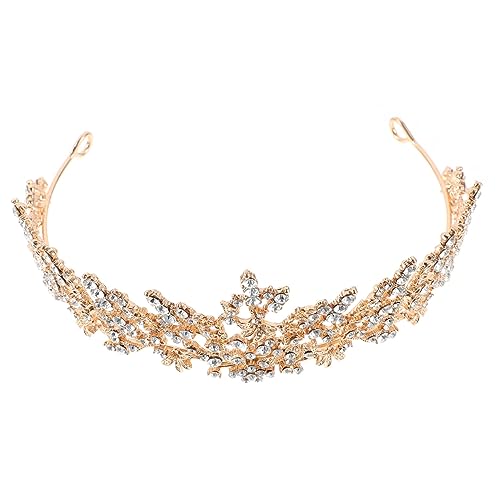 Healvian Barock Strasskrone Braut Tiara mit Metallrahmen Damen Kopfschmuck für Hochzeit Party Bühne Stabil und Elegant in Gold von Healvian