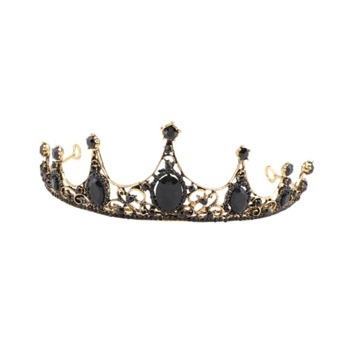 Healvian Barocke Schwarze Tiara mit Funkelnden Strasssteinen Leichte Legierung Krone für Braut Kopfschmuck Headwear für Hochzeit Party und Festliche Anlässe von Healvian
