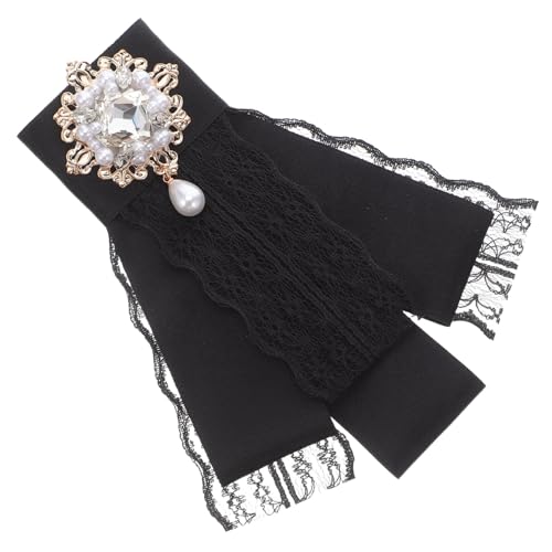 Healvian Barockstil Schleifenbrosche mit Strass und Perlen Vorgebundene Spitzenfliege für Damen Elegantes Accessoire für Alltag Hochzeit und Uniform Schwarzer Schmuckclip Healvian Barockstil Schleifenbrosche mit Strass und Perlen Vorgebundene Spitzenfliege für Damen Elegantes Accessoire für Alltag Hochzeit und Uniform Schwarzer Schmuckclip von Healvian