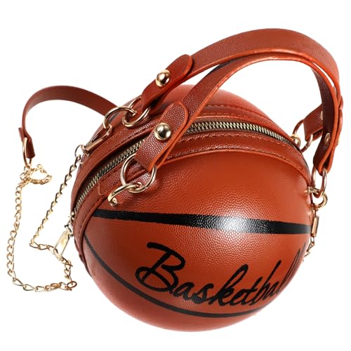 Healvian Basketball Förmige Crossbody Handtasche mit Metallkette Langlebiger Reißverschluss Mittlere Kapazität Modisches Design für Damen und Mädchen Praktische Umhängetasche für Alltag von Healvian