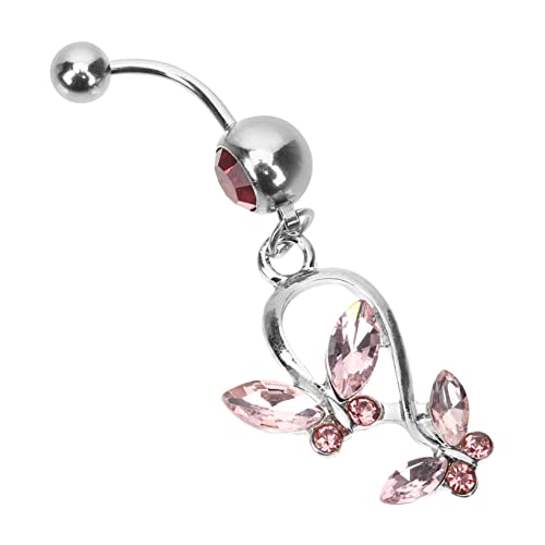 Healvian Bauchnabelpiercing Damen Schmetterling Zirkonia Deko Schmuck Nabelring Ethno Stil Rosa von Healvian