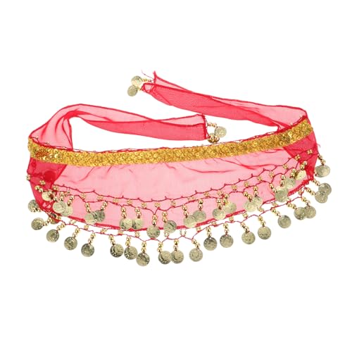 Healvian Bauchtanz Hüfttuch mit Dekorativen Elementen Verstellbarer Gürtel für Mädchen Stilvolles Tanzaccessoire für Auftritte Training und Tanzunterricht Rote Farbe Geeignet für von Healvian