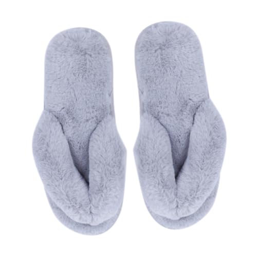 Healvian Baumwoll Hausschuhe Damen Rutsch Plüsch Flip Flops Winterpantoffeln Warm Atmungsaktiv Gepolstert Für Zuhause Komfortable Fußbekleidung von Healvian