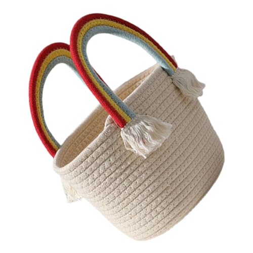Healvian Baumwollseil Handtasche Damen Geflochtene Tragetasche mit Regenbogenhenkel Leichte Strapazierfähige Umhängetasche für Strand Party Shopping Kompakte Tasche für Frauen von Healvian