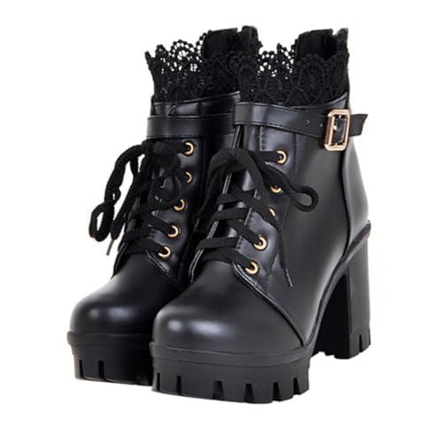 Healvian Damen Stiefel Mit Hohem Absatz Und Dicken Absätzen Stilvolle Kurze Stiefel Für Damen Schuhe Aus Hochwertigem Pu von Healvian