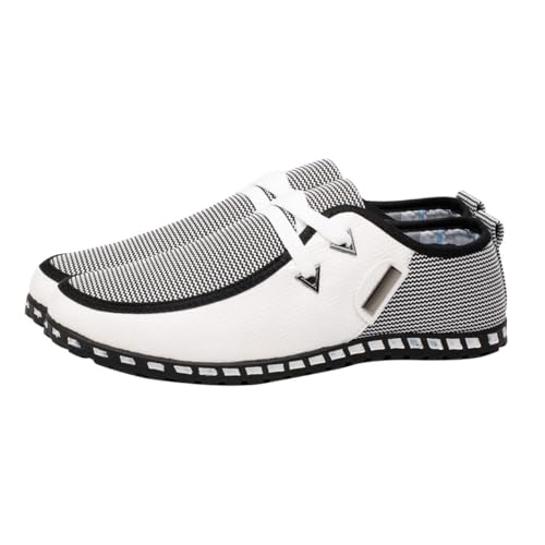 Healvian Bequeme Herren Fahr und Freizeitschuhe Atmungsaktiv Leicht Stoßdämpfend rutschfest Modischer Casual Sneaker für Alltag und Autofahren Weiß von Healvian