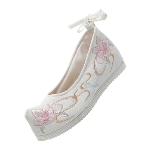 Healvian Bestickte Damen Hanfu Schuhe Weiß Baumwolle Canvas Leicht Klassisch Chinesisch Retro Alltagsschuh Healvian Bestickte Damen Hanfu Schuhe Weiß Baumwolle Canvas Leicht Klassisch Chinesisch Retro Alltagsschuh von Healvian