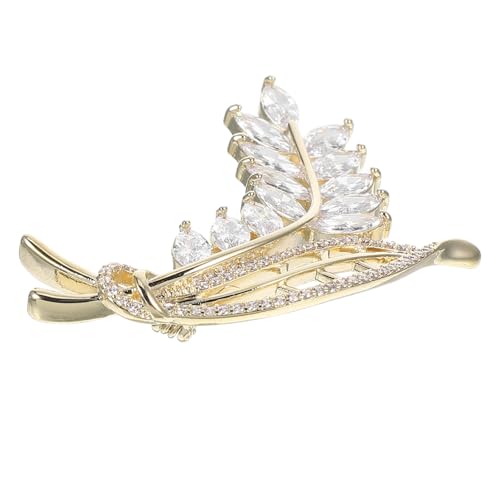 Healvian Blattbrosche mit Zirkonia Kunstvolle Anstecknadel für Damenkleider und Anzüge Accessoire für Formelle Anlässe von Healvian