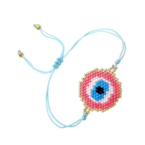 Healvian Blaues Auge Armband Armband Verstellbares Handgelenk Band mit Perlen für Damen Herren Glücksbringer Schmuck von Healvian