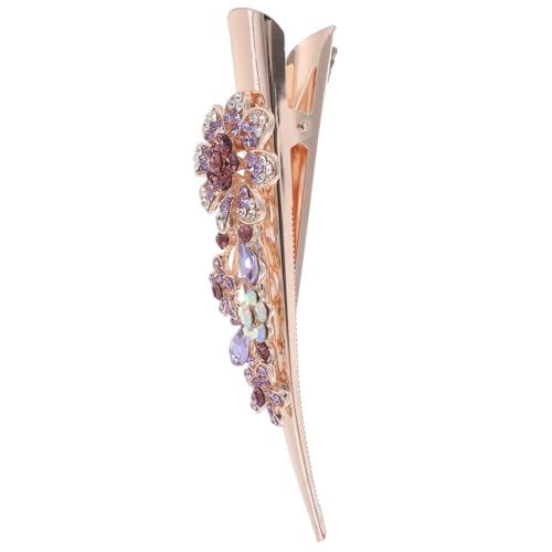 Healvian Blumen Haarspange für Damen Metall Haarclip mit Kristallen Eleganter Haarschmuck für Partys und Alltag Rutschfester Entenschnabel Haarclip Süßes Accessoire für Mädchen und von Healvian