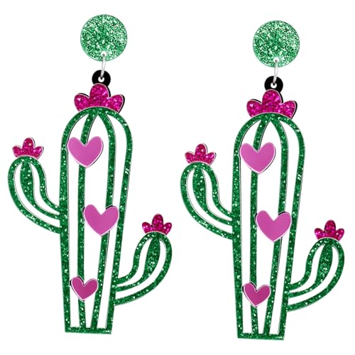 Healvian Blumen Kaktus Ohrringe Damen Anhänger Hängend Boho Stil Festival Schmuck Pflanze Ohrschmuck Für Alltag Strand Party von Healvian