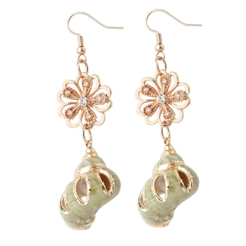 Healvian Blumenohrringe für Frauen Goldene Conch Ohrringe Legierung mit Funkelnden Rhinestones Dekorative Ohrhänger für Elegant Healvian Blumenohrringe für Frauen Goldene Conch Ohrringe Legierung mit Funkelnden Rhinestones Dekorative Ohrhänger für Elegant von Healvian