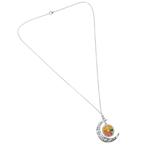 Healvian Böhmische Damen Halskette aus Legierung mit Filigranem Mond und Zitronenanhänger Modisches Party Accessoire für Urlaub Strand und Alltag Stilvoll und Elegant Vielseitig Einsetzbar von Healvian