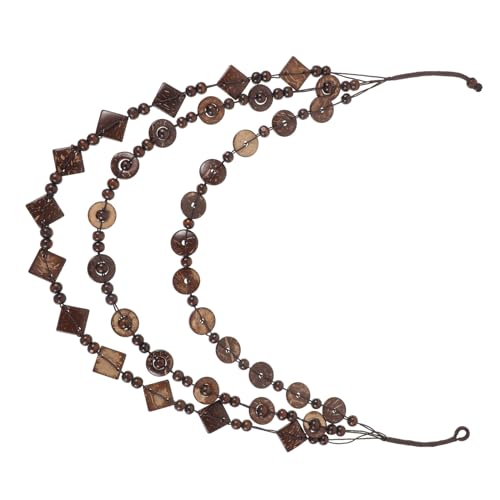 Healvian Bohemia Halskette Damen Retro Handgefertigt mit Kokosnussschale und Holzperlen Strand Schmuck Braun Elegant Charm für Frauen und Mädchen von Healvian