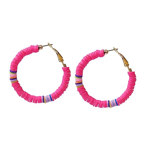 Healvian Boho C Förmige Creolen Ohrringe aus Polymer Clay Bunte Geometrische Tropfenohrringe für Damen Wasserfest Leichter Schmuck für Alltag Party und Strandtragekomfort von Healvian