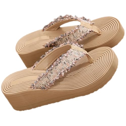 Healvian Boho Damen Sandalen Keilabsatz Sommer Strandschuhe Atmungsaktiv Leicht Rutsch Für Alltag und Strand von Healvian