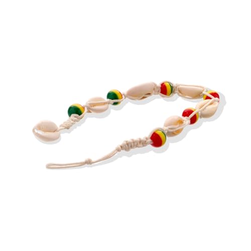 Healvian Boho Fußkettchen Damen Bunte Holzperlen Fußkette mit Muschel Anhänger Handgefertigt Modischer Schmuck Strandparty Geschenk von Healvian