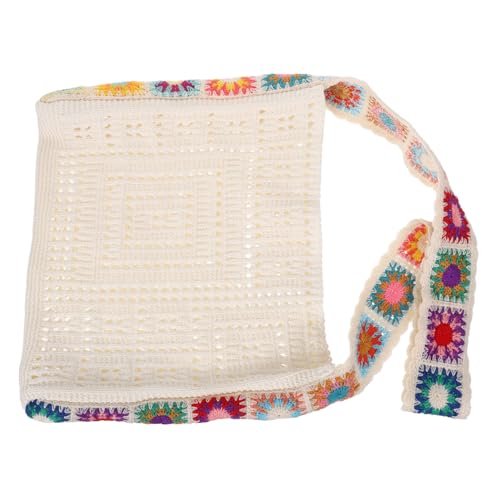 Healvian Boho Gehäkelte Strandtasche Damen Atmungsaktive Leichte Handtasche mit Großer Innenraumkapazität Vielseitige Einkaufstasche und Modische Urlaubstasche für Sommer und Party von Healvian
