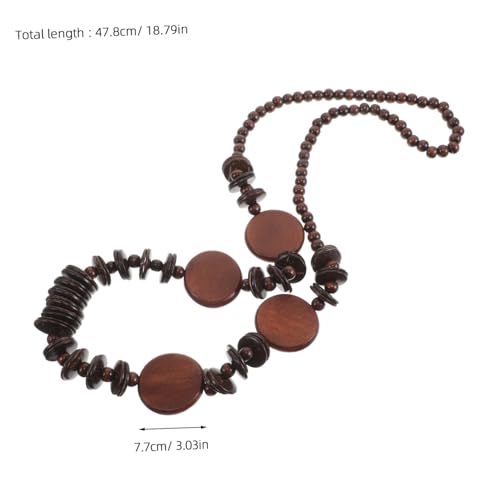 Healvian Kokosnussperlenkette Für Damen Natürliche Geometrische Kokosnussschalenperlen Perlenkette Boho-stil Strandhalsband Für Urlaub Und Party Holzperlenkette Vintage-schmuck von Healvian