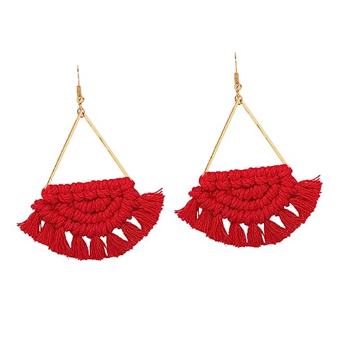 Healvian Boho Ohrringe Damen Fan Form Leicht Elegant Geflochten Rote Ohrschmuck Für Alltag Strand Hochzeit Party von Healvian