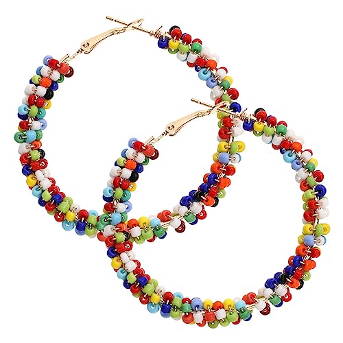 Healvian Boho Perlen Ohrringe Damen Resin Hoop Ohrringe Leicht und Farbig Stylisch Für Alltag Reise und Freizeit von Healvian