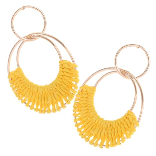 Healvian Boho Raffia Creolen Ohrringe für Damen Leichte Handgefertigte Sommer Accessoires Geflochtene Runde Ohrhänger für Strand Party und Alltag Modischer Ethno Stil in Gelb Healvian Boho Raffia Creolen Ohrringe für Damen Leichte Handgefertigte Sommer Accessoires Geflochtene Runde Ohrhänger für Strand Party und Alltag Modischer Ethno Stil in Gelb von Healvian