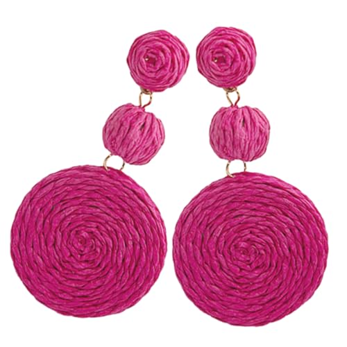 Healvian Boho Raffia Ohrringe Damen Rattan Creolen Leicht Sommer Strand Schmuck für Mädchen Modische Handgefertigte Statement accessoires Elegant und Langlebig von Healvian