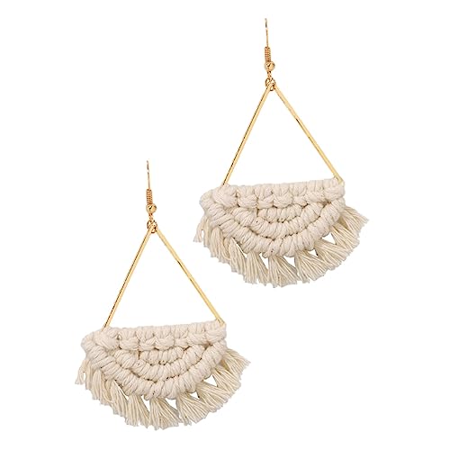 Healvian Boho Style Ohrhänger Damen Handgewebte Leichte Fächer Ohrringe Weiß Modischer Schmuck für Alltag Party Urlaub und Geschenkideen von Healvian