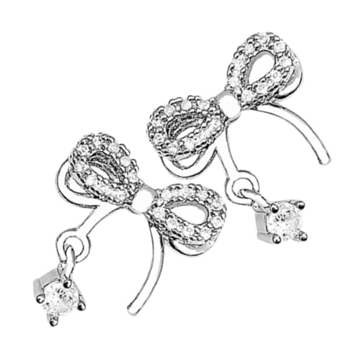 Healvian Bowknot Ohrstecker Damen mit Funkelnden Zirkonia Silberfarbene Schleifenohrringe Modisches Accessoire für Party Hochzeit Alltag und von Healvian