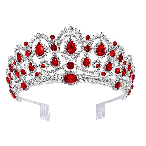 Healvian Braut Tiara Gotisch Braut- Kronen Königinnen Tiaras Kleid Hochzeit Vintage Prinzessin Tiara Funkelnd Frauen Kopfschmuck Kristallkrone Rot Strasssteine Healvian Braut Tiara Gotisch Braut- Kronen Königinnen Tiaras Kleid Hochzeit Vintage Prinzessin Tiara Funkelnd Frauen Kopfschmuck Kristallkrone Rot Strasssteine von Healvian
