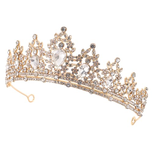 Healvian Braut Tiara Krone mit Funkelnden Strasssteinen Goldenes Haarband für Damen Vielseitiges Braut Accessoire für Hochzeit Geburtstag Party und Kostüm Klassisches Design von Healvian