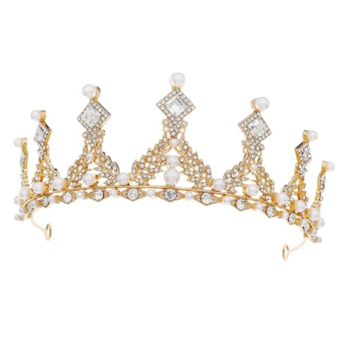 Healvian Braut haarreif mit Strass und Barock perlen Komfortables Leichtes Tiara kopfschmuck für Damen für Hochzeit Party Fotoshooting und Besondere Anlässe von Healvian