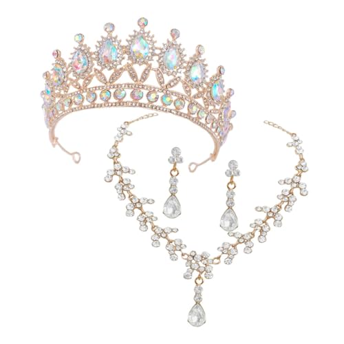 Healvian Strass Stirnband Tiara Krone Mit Ohrringen Und Halskette Für Frauen Mädchen Hochzeit Brautschmuck Abendparty Schmuckset von Healvian