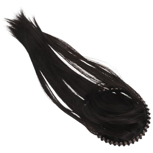 Healvian Breites Haarband mit Zähnen Synthetisches Haarteil mit Strassverzierung Flexibles Damen-stirnband für Party Alltagsfrisuren Geflochtenes Haar für Frauen Dunkelbraun von Healvian