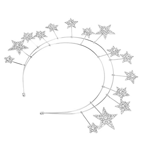 Healvian Bridal Headband mit Funkelnden Sternen Silbernes Haarschmuck Accessoire für Hochzeit Party Abschlussball Komfortabel Glatte Kanten Vielseitig Einsetzbar für Damen und Mädchen von Healvian