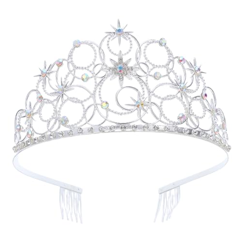 Healvian Bridal Tiara Sparkly Rhinestone Star Crown Mit Seitlichen Kämmen Frauen Zinc Alloy Hochzeit Haarschmuck Für Braut Party Und Aufführung von Healvian